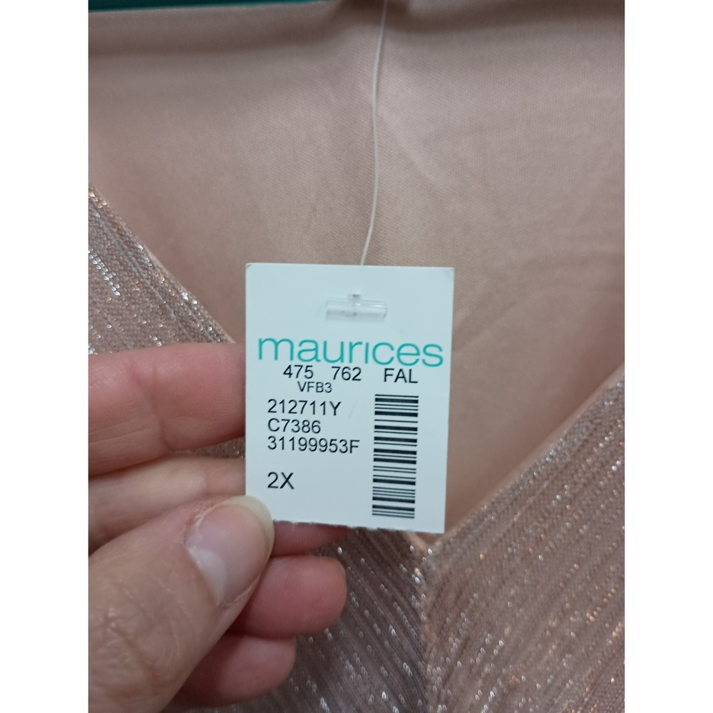 Maurices Top Womens Sz 2X Beige Metallic BOHO Fairy Romantic Balloon Sleeve New - Picture 6 of 12